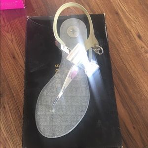 BCBG silver & clear sandal w/ stylish bow size 10